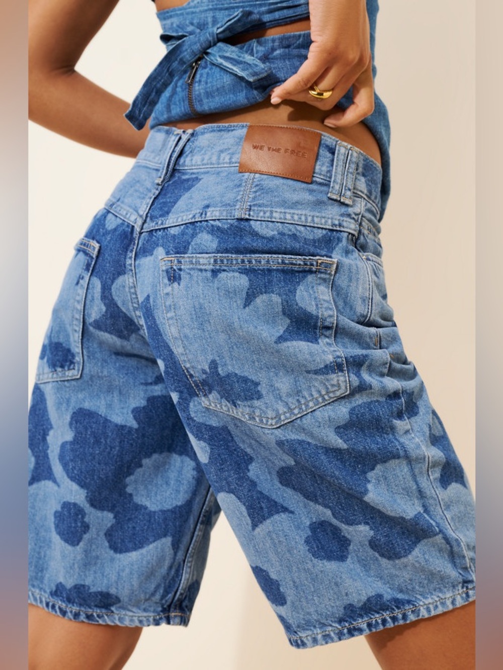 Free People Montana Printed Denim Shorts - Picture 4 of 7